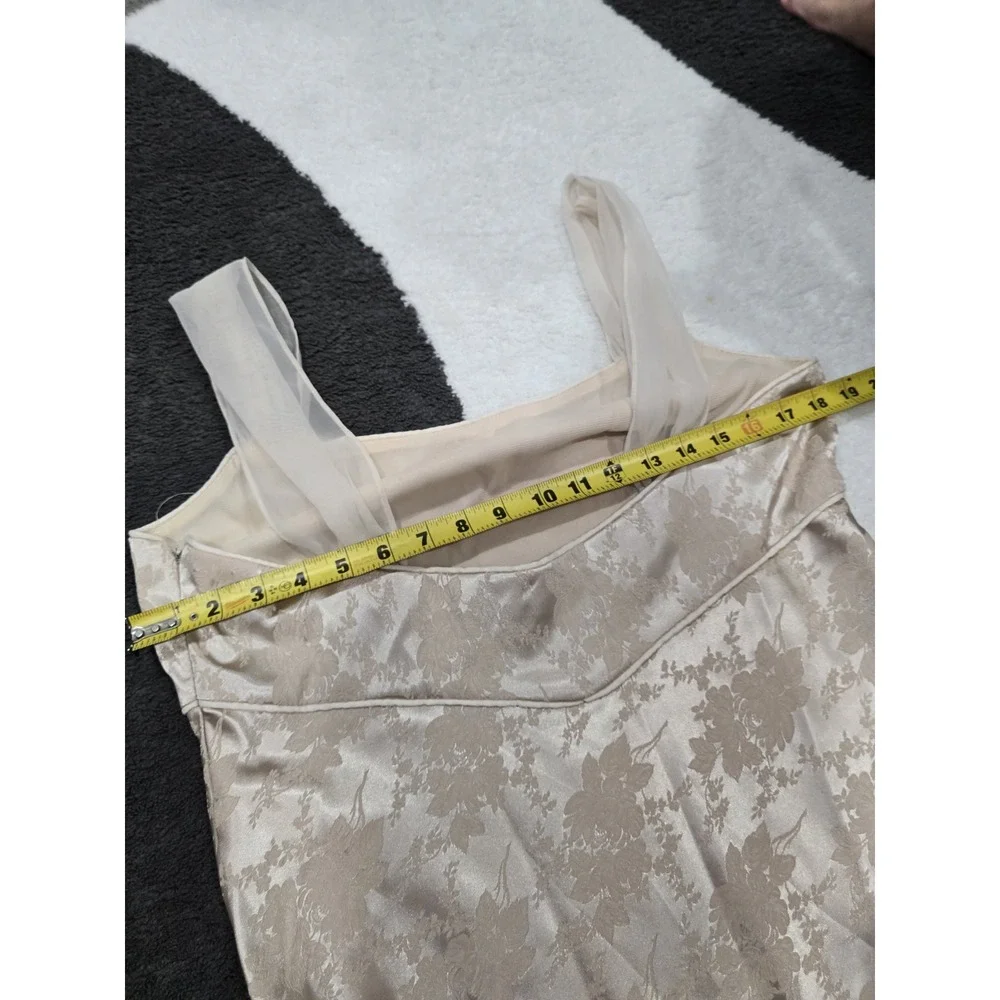 CDC Evening Dress Women Size 14 Champagne Floral Brocade Maxi Long Sleeveless